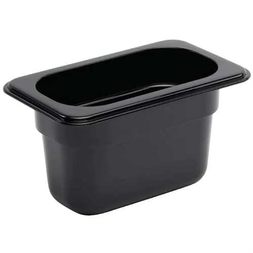 Vogue U473 Black Polycarbonate Gastronorm Pan 1/9 GN with 100mm Depth and 870ml Capacity